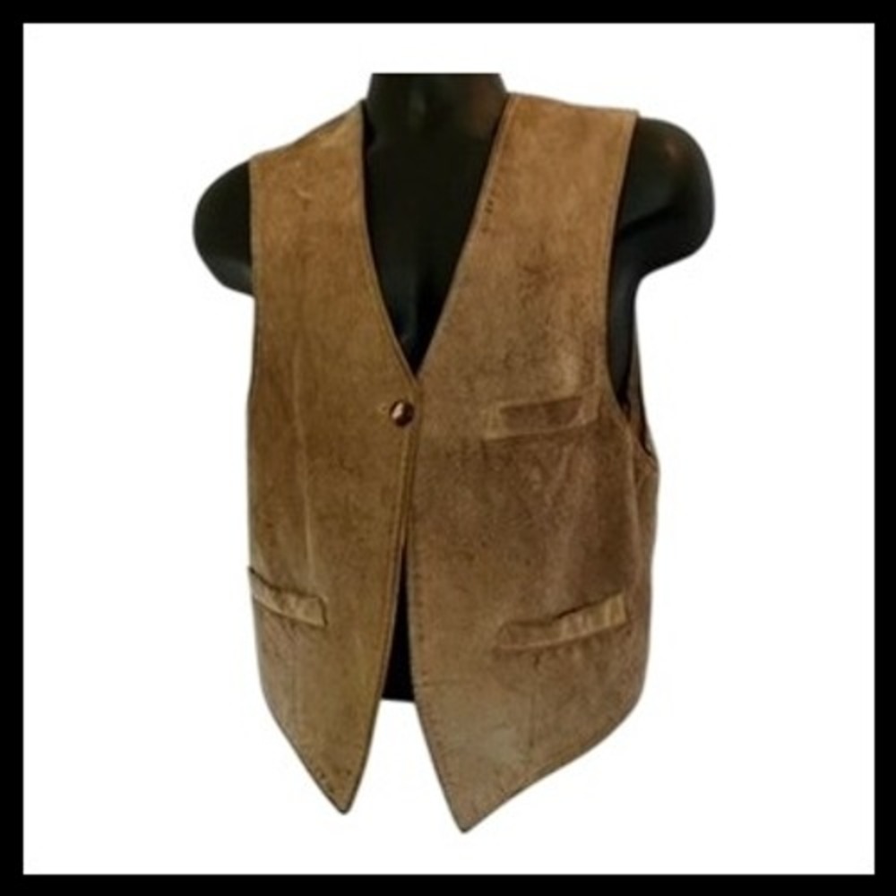 Hype Genuine Leather Suede Vest Tan Brown Western Cowboycore Medium
